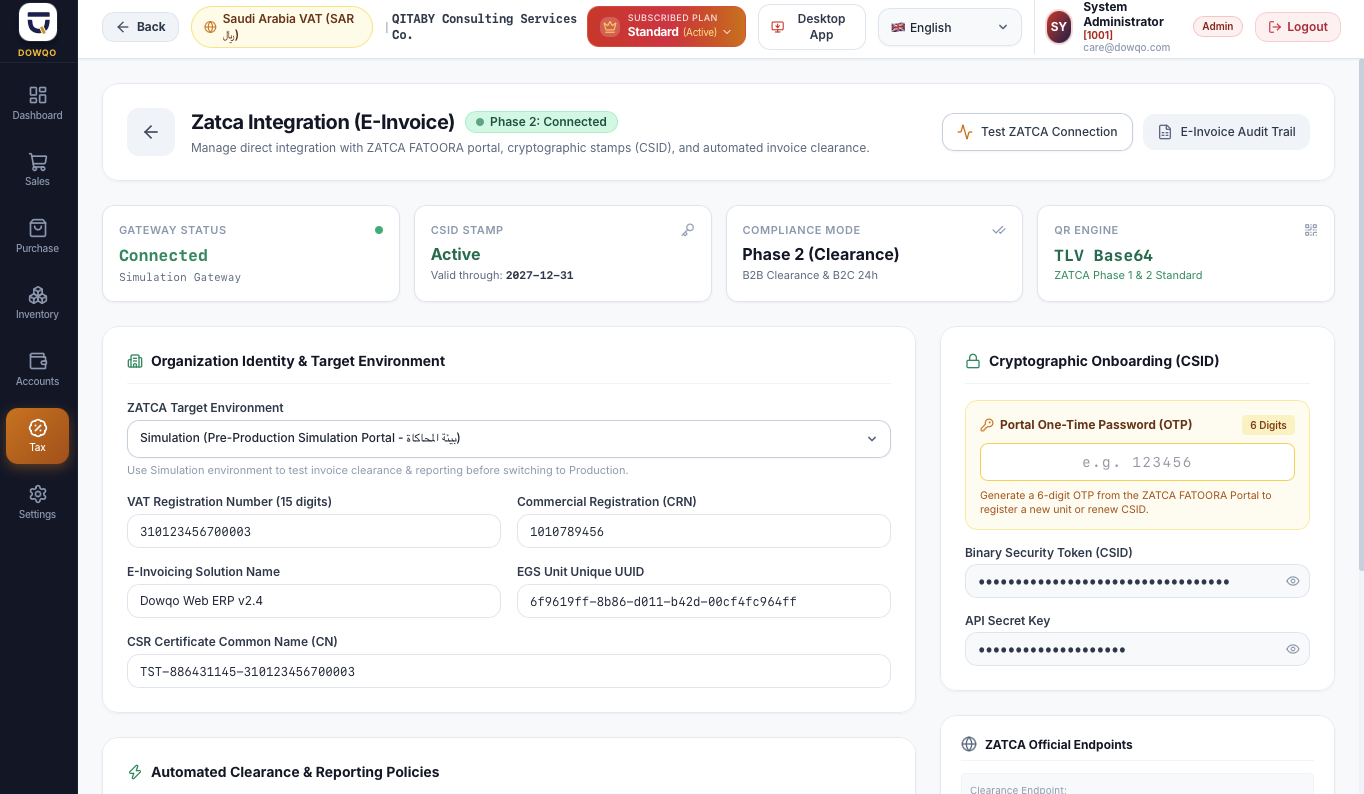 ZATCA Phase 2 e-invoicing integration